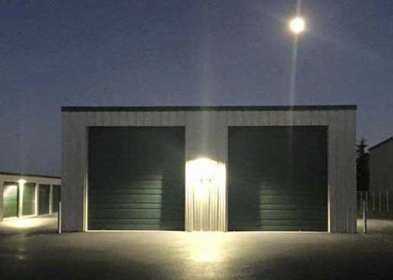 Outside of storage unit at night